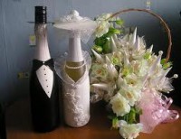 Как украсить бутылку шампанского на свадьбу